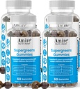 Amire af Dr. Awan Super Green Gummies, Frugt & Veggies Supplement, Grøn Superfood til Immunitet, Metabolisme, Lever funktion & Nervesystemet, Essential 8 Grønne, 240ct, 4-Måneders Supply