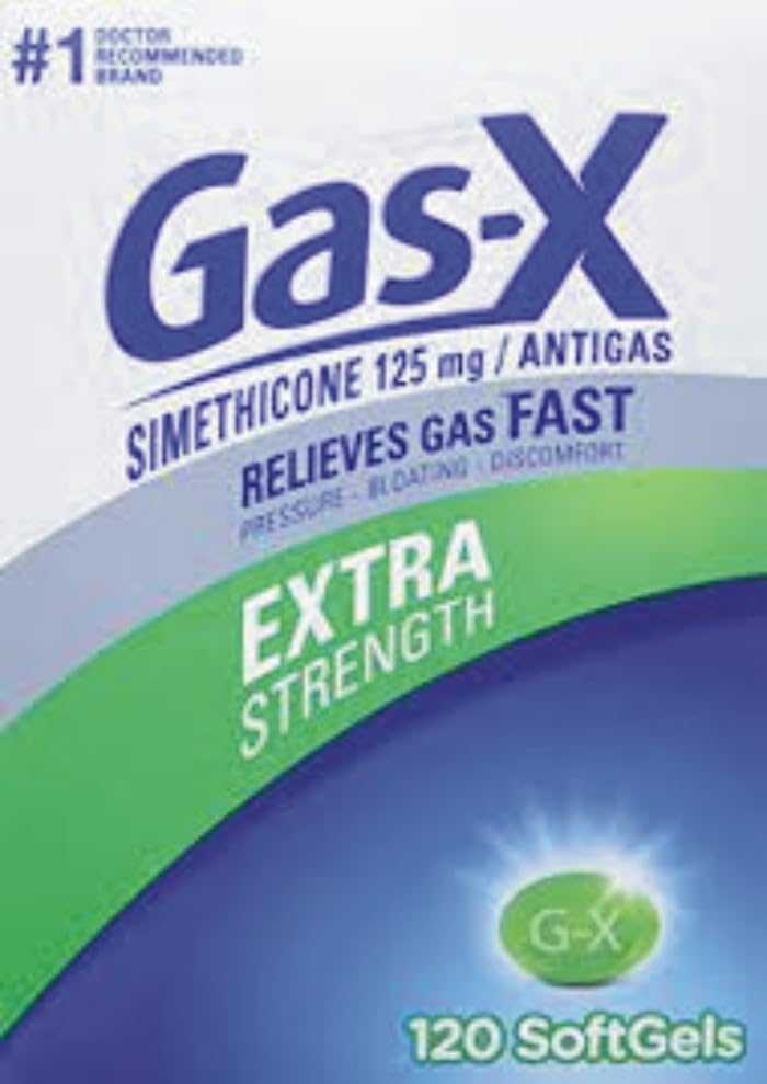 Gas- X Extra 125 mg styrke Gas Relief Simeticone 120 Softgels
