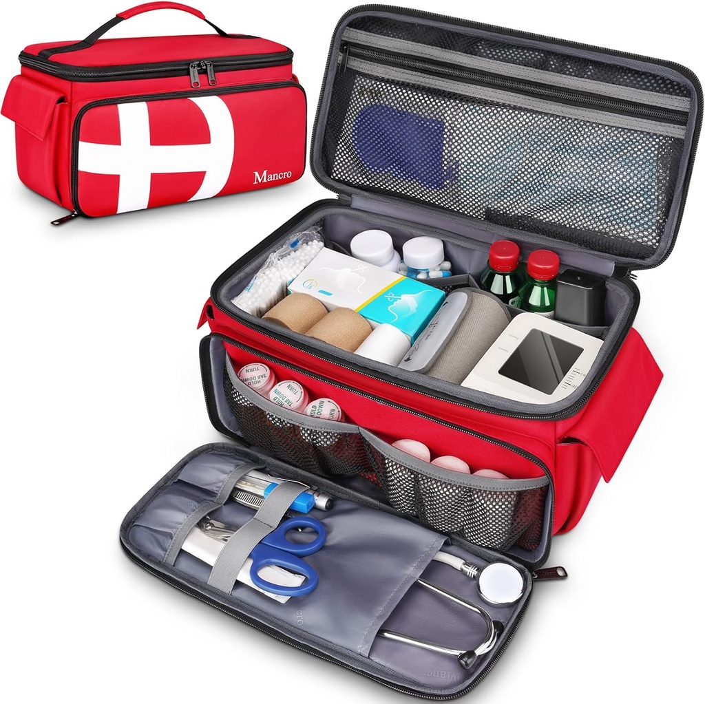 Mancro førstehjælp poser tomme, Medical Travel Bag med Multi Pockets, Pill Flaske Organizer til rejser, Home Storage, Trauma Bag til EMT, Sygeplejersker, Læge, Nødhjælp taske til medicin, Medicinske forsyninger