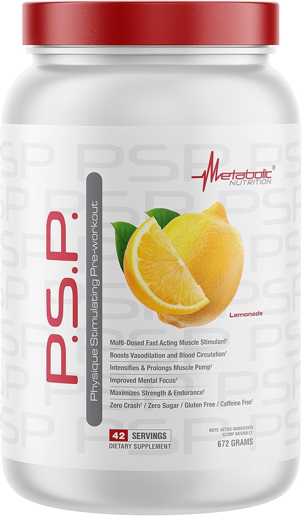 Metabolisk ernæring P.S.P. Physique Stimulerende PreWorkout 672g Zero Sugar Coffein Free (Lemonade)