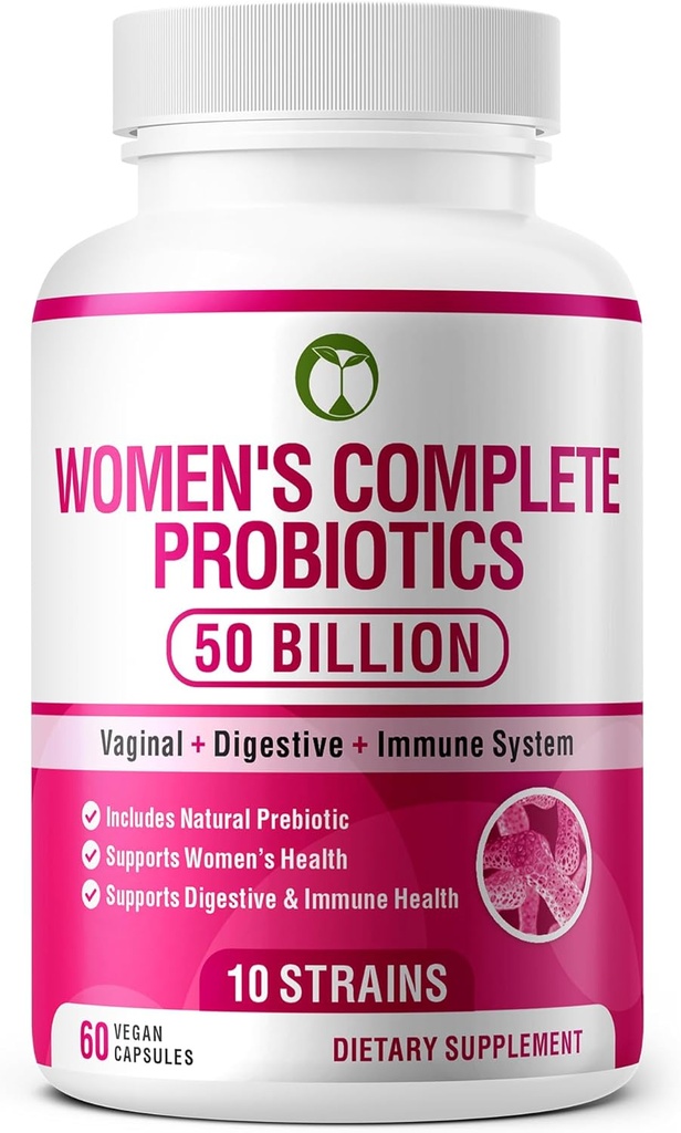 Probiotika til kvinder 60 Kapsler til kvinder 124; 50 Millioner CFU videnskabeligt Formulerede Multi Strain Probiotisk Blend 124; Organiske Kosttilskud med Prebiotika til kvinder sundhed (Women 's Complete Probiotika)