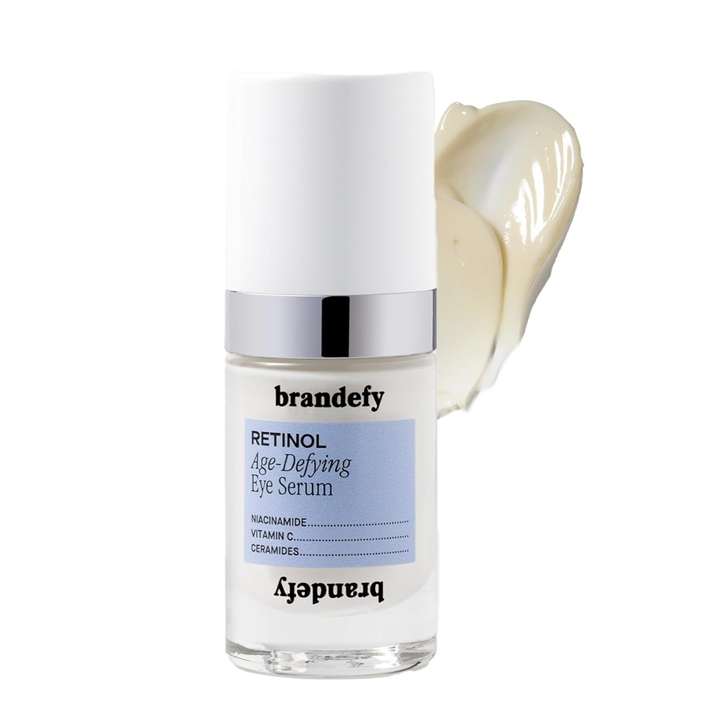 Brandefy Retinol + Niacinamid Anti- Aging Eye Serum - Under Eye Cream for mørke cirkler og rynker - Peptid, koffein, C-vitamin Eye Cream - Lavet i USA (O.5 Oz)