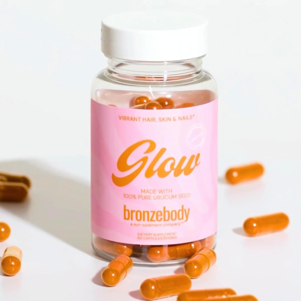 bronzebody ® GLOW kapsler Accelereret tanning Vegan Vitaminer A Tocotrienoler Antioxidanter Melanin kollagen Urucum (ROUCOU, Annatto, Bixin, Uruku) Herbal supplement Detox Additive Free (60ct)
