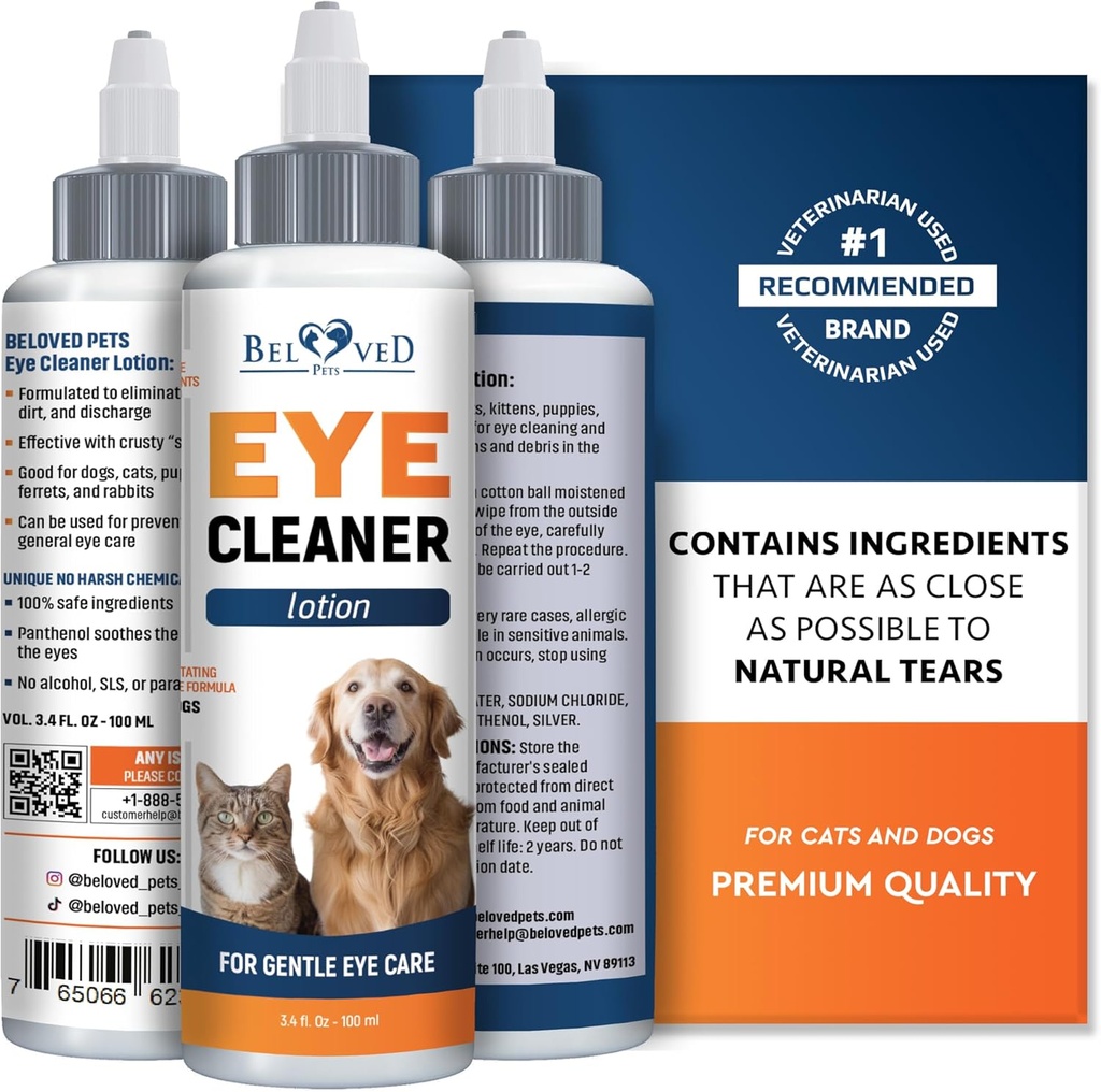 Alle kæledyr øjenskylledråber for Relieve Pink Eye, Allergier Symptomer, Infektioner & Runny, Tør øjne - Pain- Free Treatment Hjælper med at forebygge Abrasioner, Irritationer & Konjunktivitis