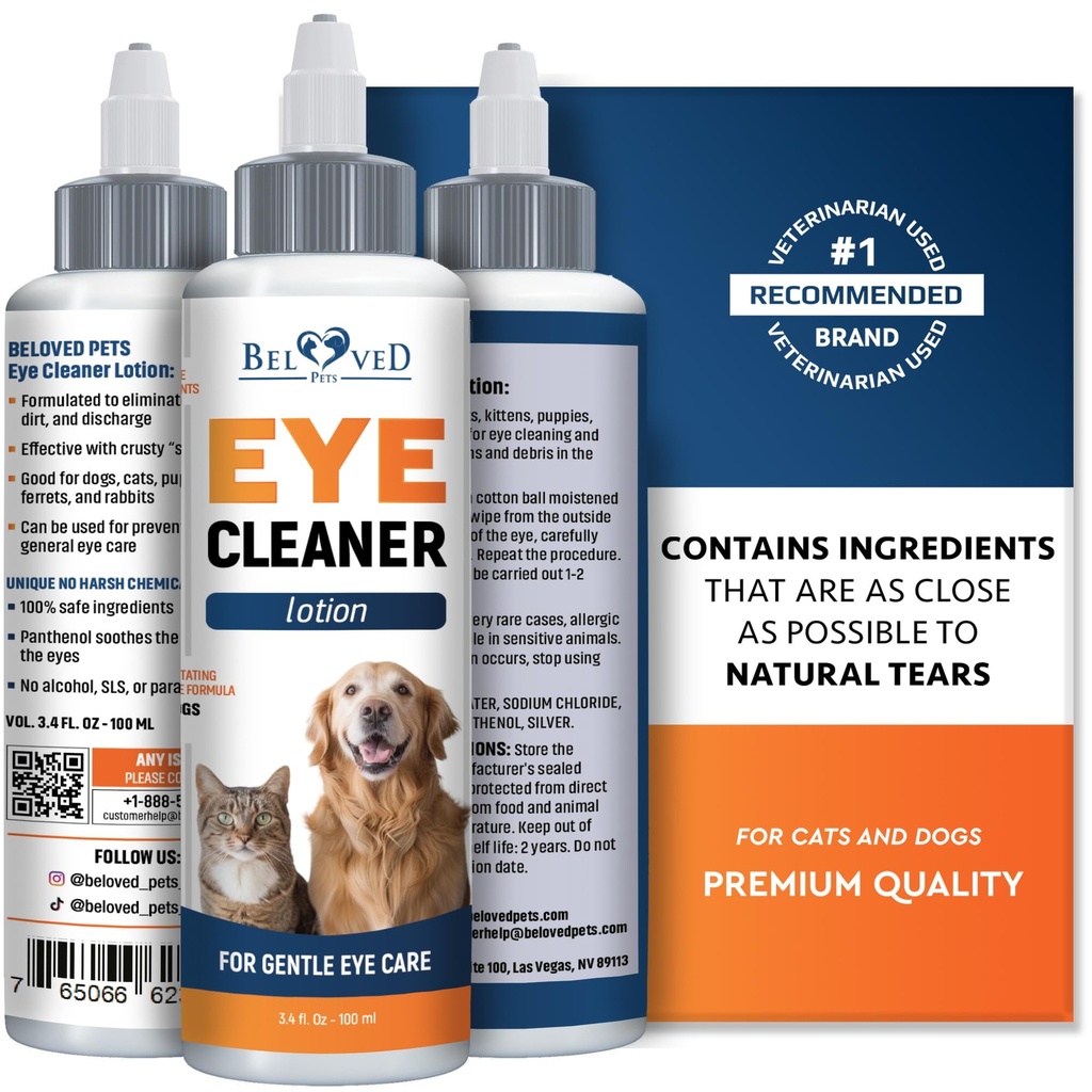 Alle kæledyr øjenskylledråber for Relieve Pink Eye, Allergier Symptomer, Infektioner & Runny, Tør øjne - Pain- Free Treatment Hjælper med at forebygge Abrasioner, Irritationer & Konjunktivitis