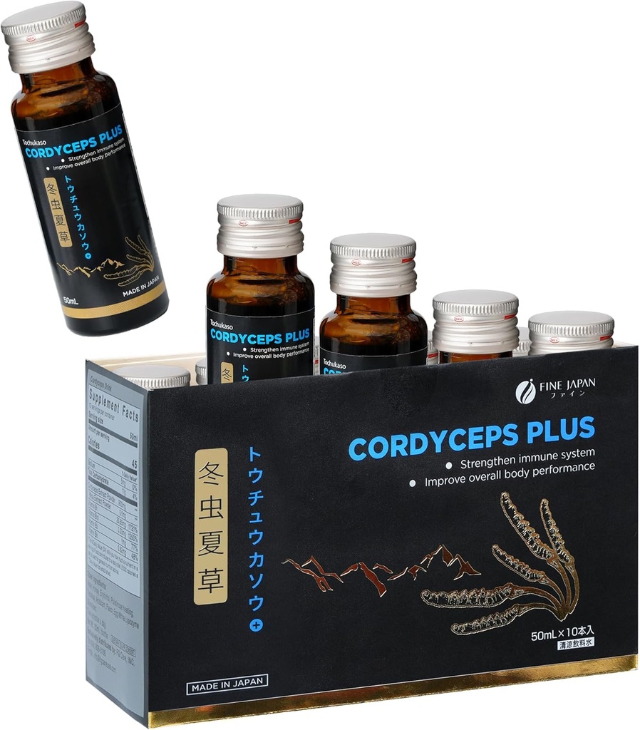 FINE JAPAN Cordyceps Plus: Premium Cordyceps Mushroom Extract og Macadamia Blend - Smart Drops Adaptogene Mushrooms, Organic Mushroom Supplement for Energy & Immunity, Liquid Cordyceps (Pack of 10)