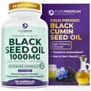 PurePremium Black Seed Oil 500mg - Organic Nigella Sativa Frø, Cold Pressed Black Cumin Oil Extract - Hår / Skin supplement til mænd / kvinder pakning med 90 kapsler