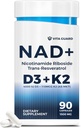 Anti- Aging Energy NAD Supplement - NMN Alternativ med Nicotinamid Riboside 1000mg, Trans- Resveratrol 300mg, Vitamin D3 4000 IE og K2 110 mcg MK7 - Vegetarisk 60 kapsler, 1300mg