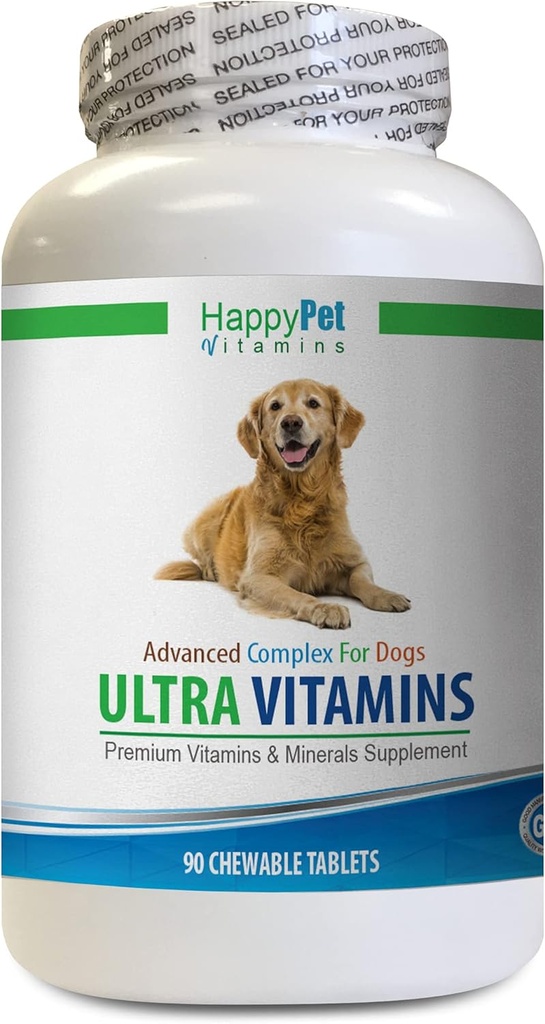 Hundeernæring Kosttilskud - Ultra Vitamin og Min til Hunde - Bedste Sundhed for Hunde - Naturlige behandlinger - Væsentlige NETRIENSER - Hundevitamin b Complex - 1 flaske (90 Treatles)