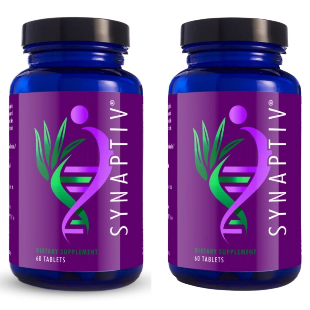 Youngevity Synaptiv ™ Brain Support - 12 in1 - Ginkgo, Huperzine, Bacopa, Quercetin og mere - med Potent Antioxidant Blend + Vitaminer - 60 Greve (Pack of 2)