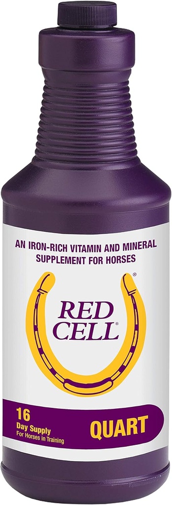 Horse Health Red Cell, Flydende Vitamin-Iron- Mineral supplement til heste, Hjælper med at fylde vigtige ernæringsmæssige gaps i Horse 's Diet, 1 Qt., 32 Oz., 16- Day Supply