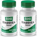 BHI Diarré Relief Fast- Actioning Natural Remedy for Mild Diarré - 8 Lindrende Homøopatiske Actives Hjælp rolig mave Ache, Gas & kramper for kvinder & mænd - 100 tabletter (pakke med 2)
