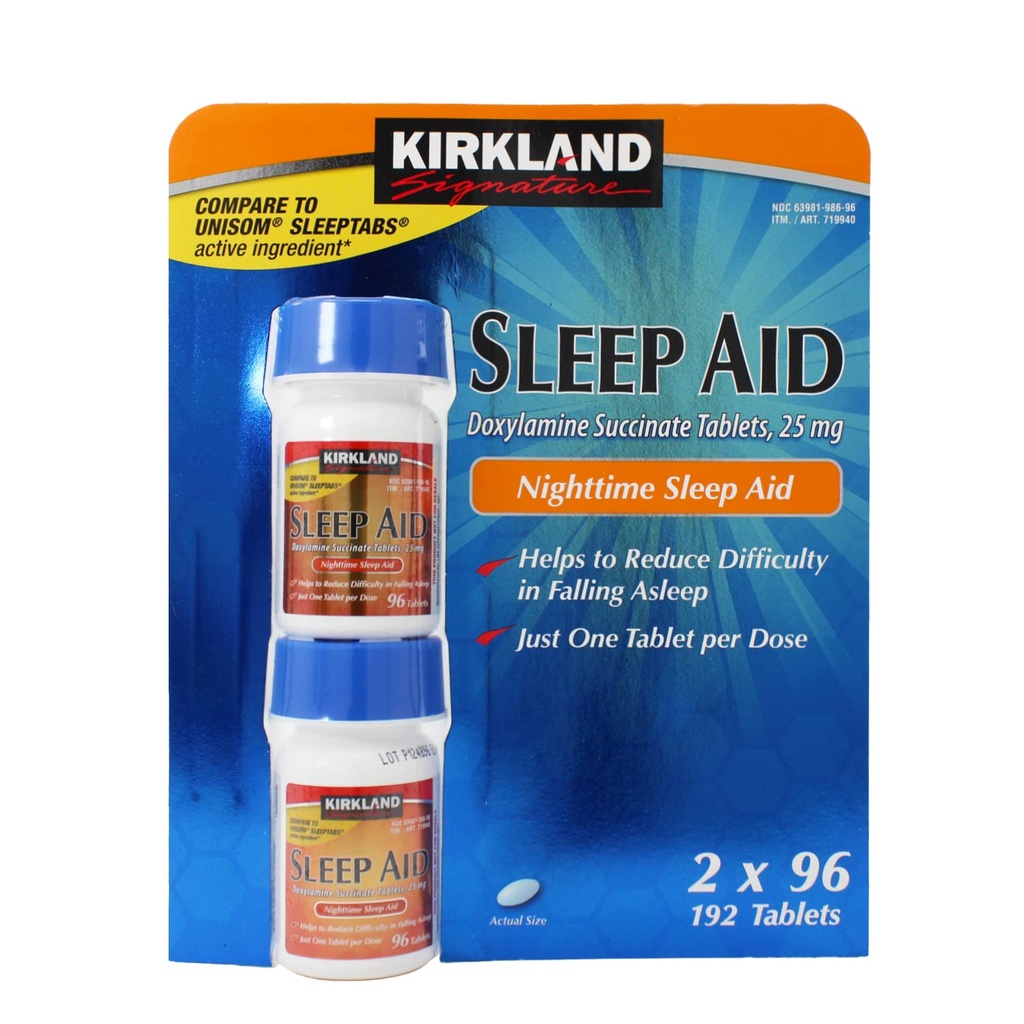 Kirkland Signature Sleep Aid Doxylamin Succinate 25 Mg, 192-greve (pakke med 3)
