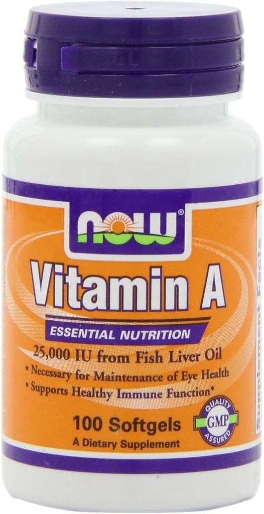 NOW Vitamin A 25.000 Iu, 100 Softgels (pakke med 4)