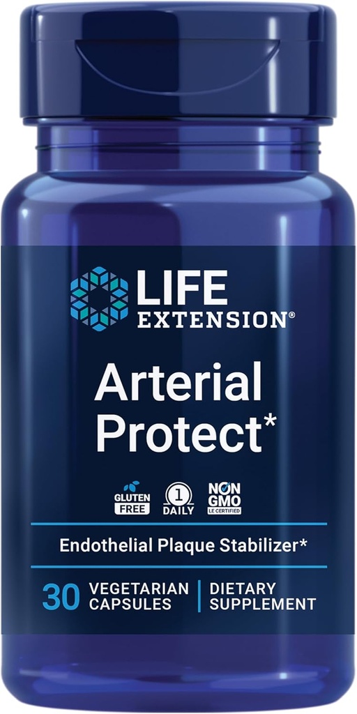 Life Extension Arterial Protect - Blood Pressure Supplement for Heart Health - med gotu kola og Pycnogenol Tørret franske Maritime Pine bark ekstrakter - Glutenfri, ikke-GMO, Vegetar - 30 kapsler