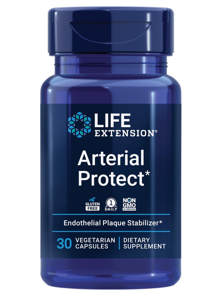 Life Extension Arterial Protect - Blood Pressure Supplement for Heart Health - med gotu kola og Pycnogenol Tørret franske Maritime Pine bark ekstrakter - Glutenfri, ikke-GMO, Vegetar - 30 kapsler