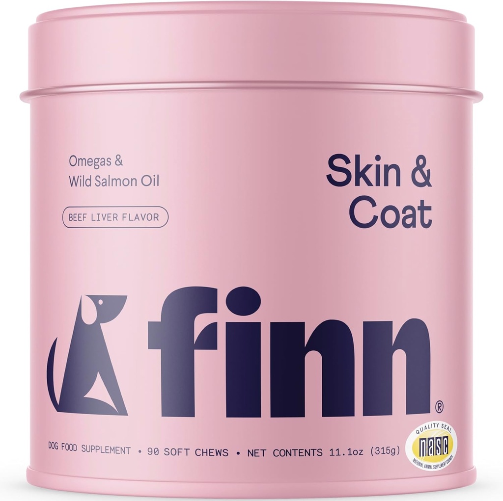 Finn Skin & Coat Salmon Oil Supplement til hunde Note 124; Understøtter en Tyk & Shiny Coat