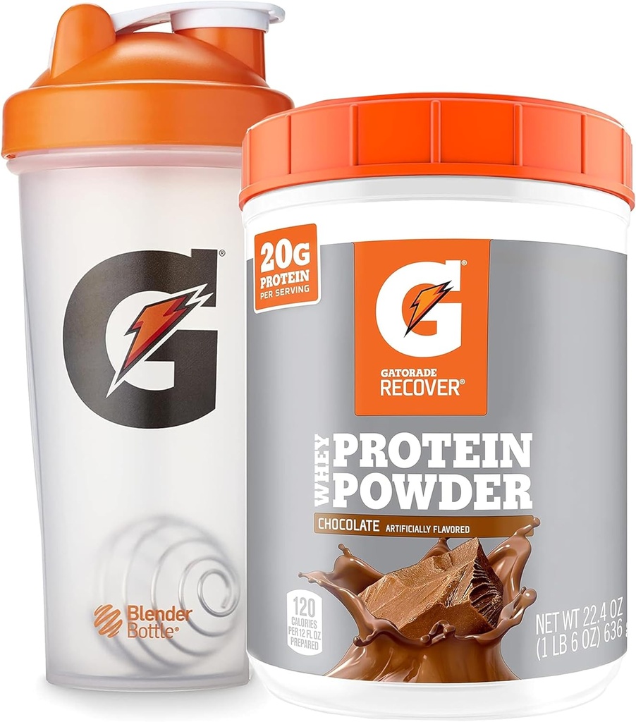 Bundle af Gatorade Shaker Flaske til Gym, 28 Ounce, Plastic og Gatorade Whey Protein Powder, Chokolade