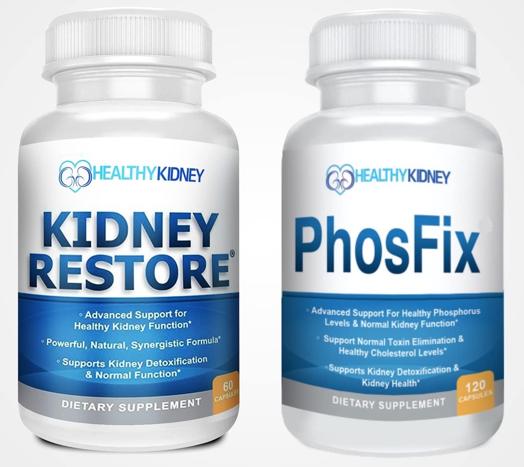 Nyregendannelse & PhosFix 2- Pack bundle til støtte for normal Nyrefunktion, Nyresundhed, fosforniveauer & mere