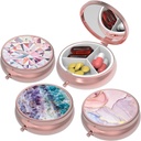 Lille Pill Box, Pill Case for Purse & Pocket, 3 Compartments Travel Pill Case Medicin Organizer Opbevaring til vitaminer, piller, fiskeolie og øreringe, Studs, Rose Gold- 3Round