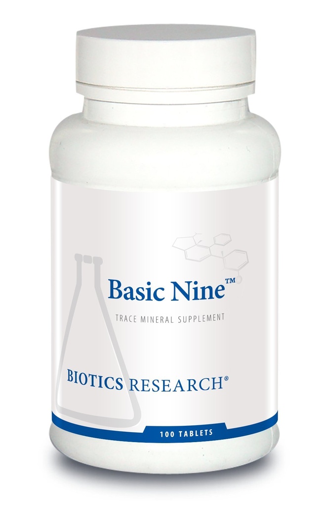 Bioteknik Forskning Basic ni hele fødevarer sourced sjældne trace mineraler, Phytokemisk Bound, Inkluderer antioxidanter og Catalase, 100 tabletter