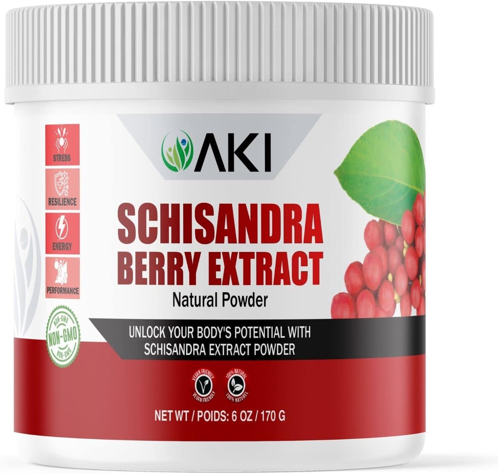 AKI Schisandra Berry Extract Powder - Lavet af Schisandra Kinesisk Berry - Kan hjælpe til Boost Energy & Physical Performance - Non- GMO & Vegan Friendly (6oz / 170g)