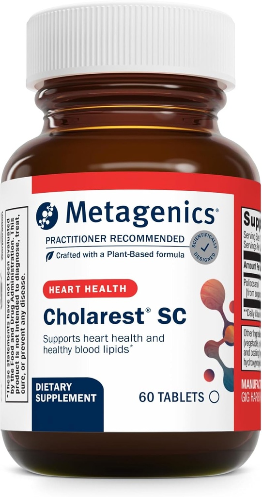 Metagenics Cholastern SC - Blood Flow Support * - Understøtter sunde blodlipider allerede i normalområdet * - Non- GMO & Gluten- Free - 60 tabletter