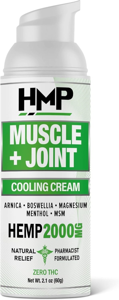 Hamp Cream Muscle & Joint Support 2000MG Hamp Discomfort Relief Formel w menthol Ideel til Knee Muscle fælles skulderskulder maksimal fælles støtte, Natural Formel Made in USA 2.1oz