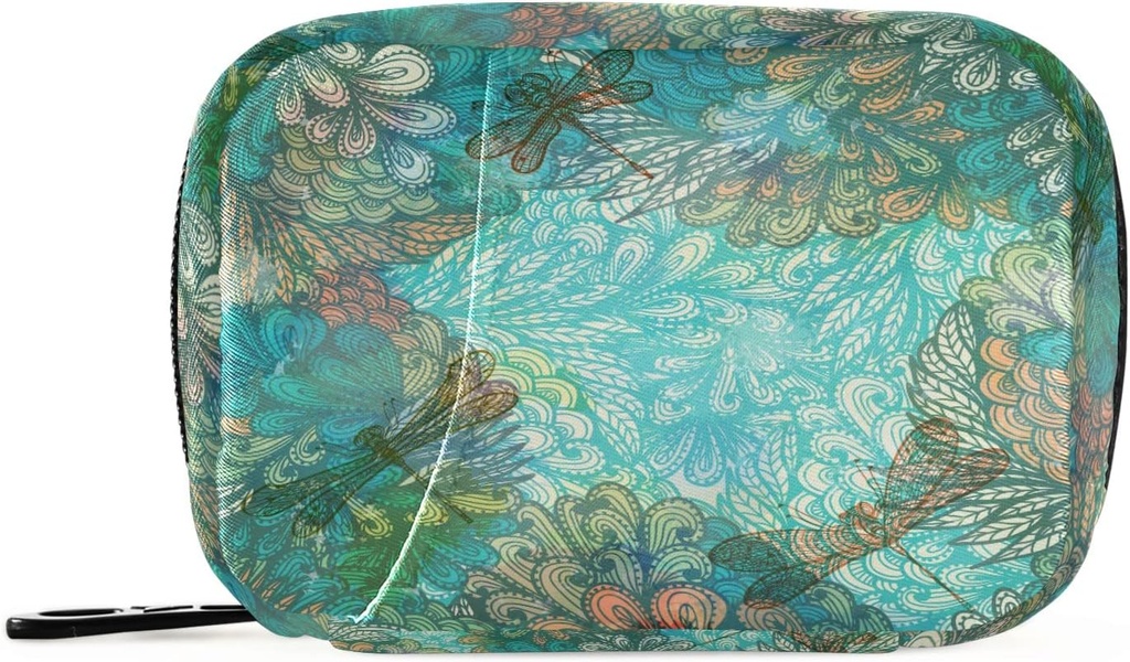 Fantasy Dragonfly Pill Box 7 Day Pill Case Travel Pill Organizer Bag with Zipper Bag Portable Weekly Case Compact Size for Vitamin Supplement Holder