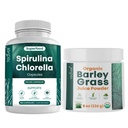 Teaveli Spirulina Chlorella Kapsler og Barley Grass Juice Powder Bundle