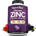 Nutrivein Premium Zinkpicolinat 100mg - 120 kapsler til voksne: Høj- Absorption Zinkpicolinat Kosttilskud - Essential Nourisation for Total Wellness - Max Biotilgængelighed