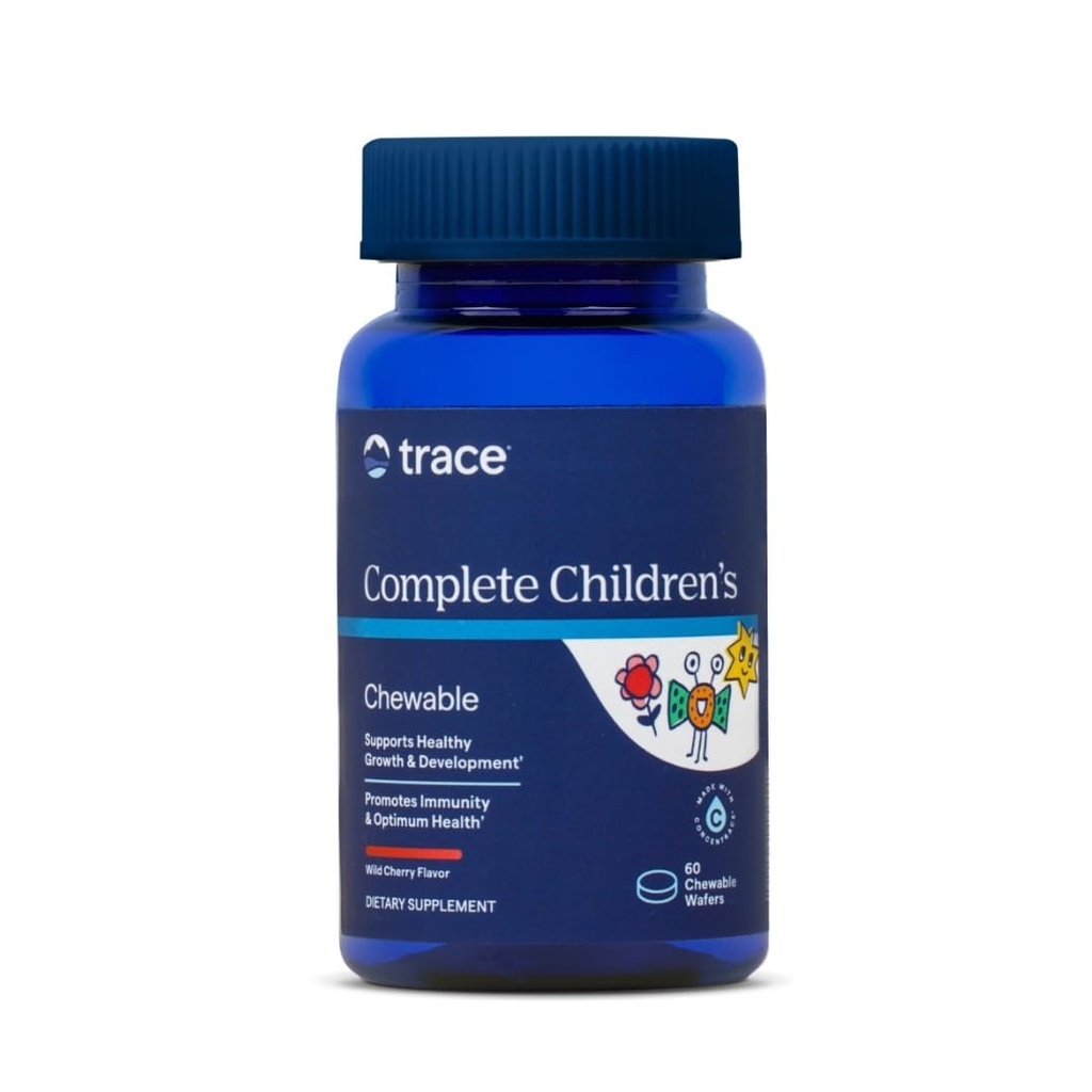 Trace Minerals Complete Children 's Chewable - Gluten- Free Multivitamin for Kids - Chewable Multivitamin Supplement til Support Health & Development - 60 Chewable Wafers (30 Servere)