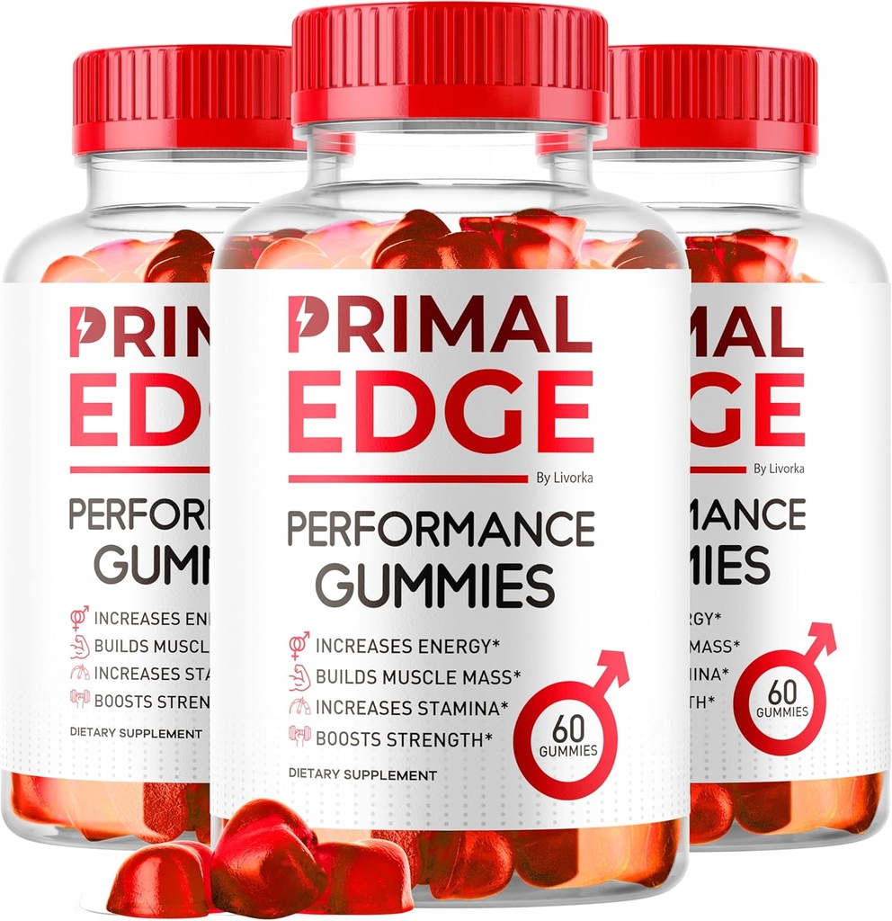 (3 Pack) Primal Edge Herre Gummies, Primal Edge, Primal Edge Gummies, Primal Edge Advanced Formel Gummies, Primal Edge Supplement Gummies, Primal Edge Support Gummies, 180 Gummies til 3 Måneder