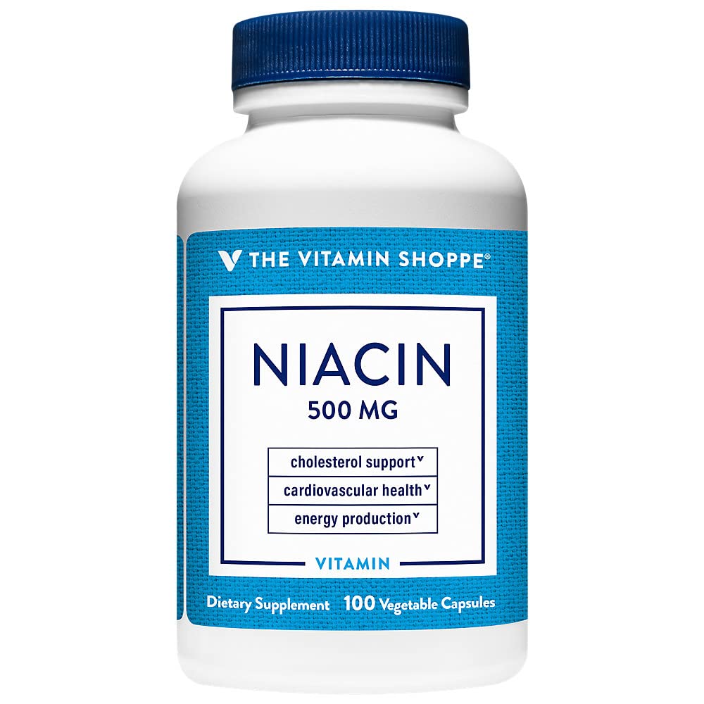 Vitamin Shoppe Niacin - Kolesterol Support - 500 MG (100 Vegetabilske kapsler)