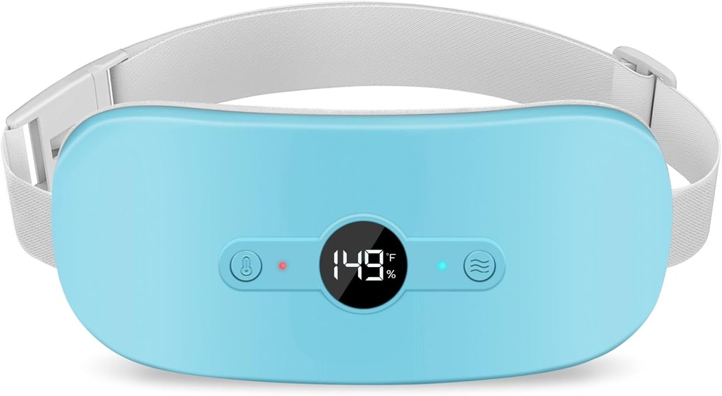 NOWWISH opvarmning Pad for Periode Cramps Pain Relief, Bærbar elektrisk Cordless Menstruel opvarmning Pad Genopladelig med 6 Varmeniveauer og 6 Massage Modes, Julegaver til kvinder Teen Girls, Blå