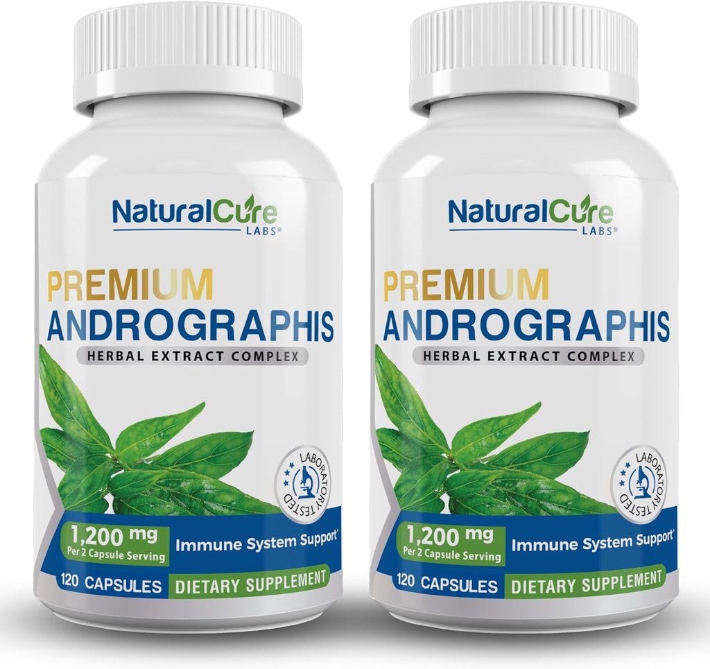 Naturlige Cure Labs Premium Andrographs Paniculata Extract 1,200mg (100mg Andrographolides), 120 Kapsler, Non- GMO, Vegan, Gluten Free