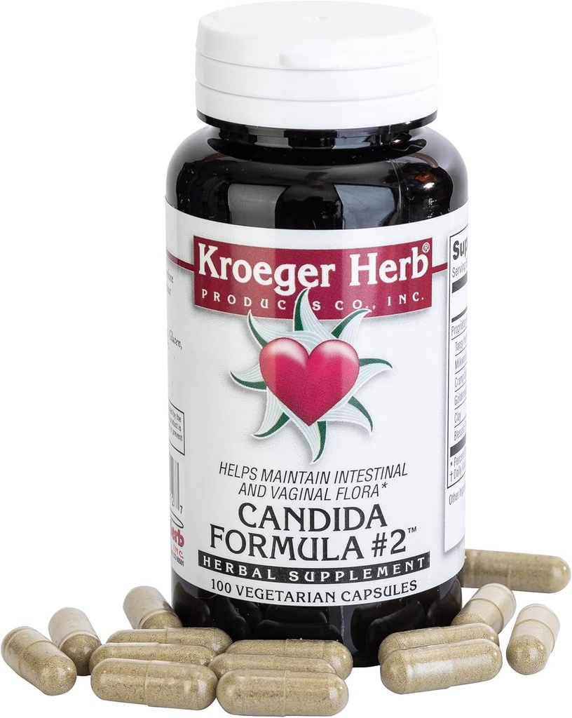 Kroeger Herb Produkter, Candida Formel # 2, Cleanse Support, Detox for Natural Candida Cleanse, Hjælper Gut og Vaginal Sundhed, Gær Supplement, Candida Overvækst, Intestinal Supplement, Made in USA