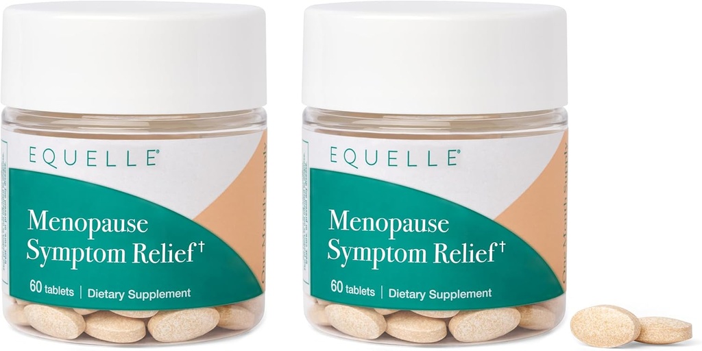 EQUELLE Multi-Symptom Menopause Relief Relief from Hot Flashes, Muscle Aches & Supports More Sleep. Hormone-Free, Plant-Based S-Equol – 2 Month Supply (120 Tablets)