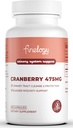 Cranberry piller 475mg, 60 Veganske kapsler til Urinary Tract Health & Brege Support, Koncentreret Cranberry Powder, Non- GMO, Sugar- Free Cranberry Supplement, 2 - Måned Supply