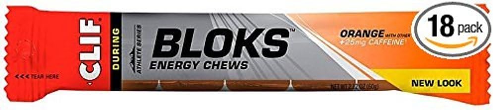CLIF BLOKS Energy Chews - Orange - (2.1 oz, 18 Greve)
