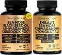 PRIME NATURAL Iris Sea Moss Black Seed Oil Shilajit Ashwagandha - 2 flasker - Veganske kapsler