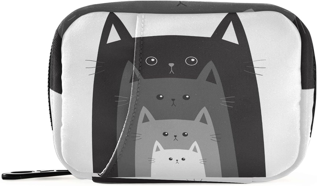 Naanle sjove katte i Row Pill Box 7 Dag Pill sag Rejse Pill Organizer Bag med lynlås Portable ugentlige sag Kompakt størrelse for Vitamin Supplement Holder