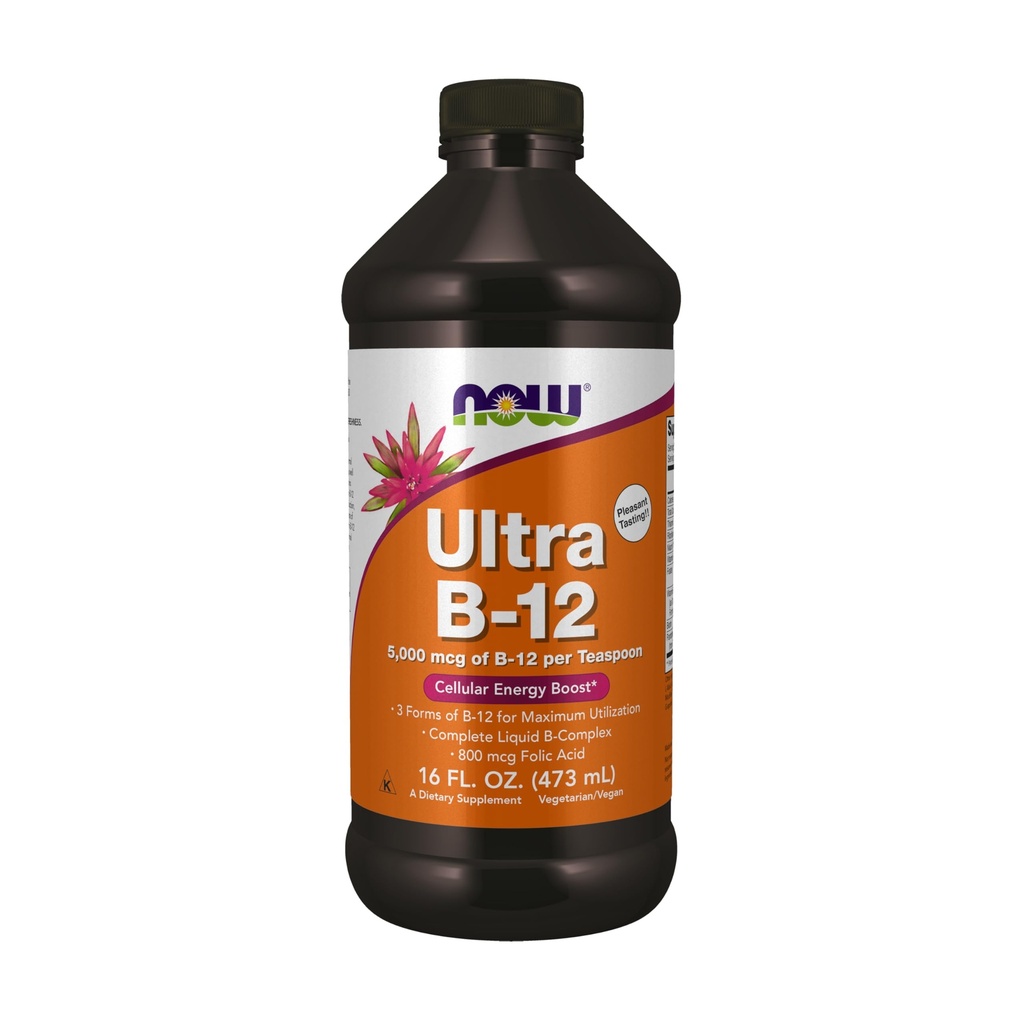 Now Foods Supplements, Ultra B- 12, Liquid, 800 mcg folinsyre, Cellular Energy Production *, 16 - Ounce