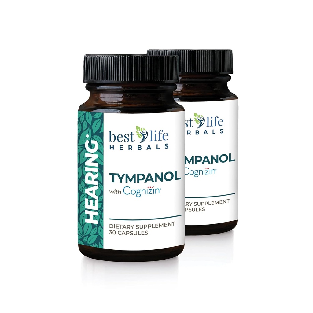 Best Life Herbals Tympanol - Høretillæg med Cognizin - Stærk støtte til øre sundhed - 2 flasker - 60 kapsler