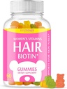 Hår Biotin Gummies Vitamin 10000mcg - Biotin supplement til sunde, stærkere, smukke hår & negle, non-GMO, Chewable Vegan Hår Gummies for kvinder & mænd - 60 Gummy