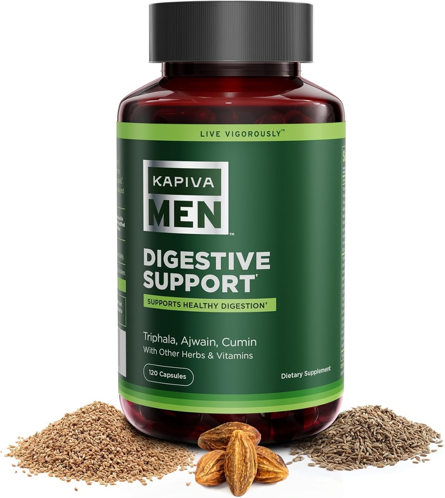 Fordøjelsesstøtte supplement med Triphala, Ajwain, Cumin, og andre urter og vitaminer, understøtter sund fordøjelse og Gut sundhed, 60 dages forsyning, 120 kapsler