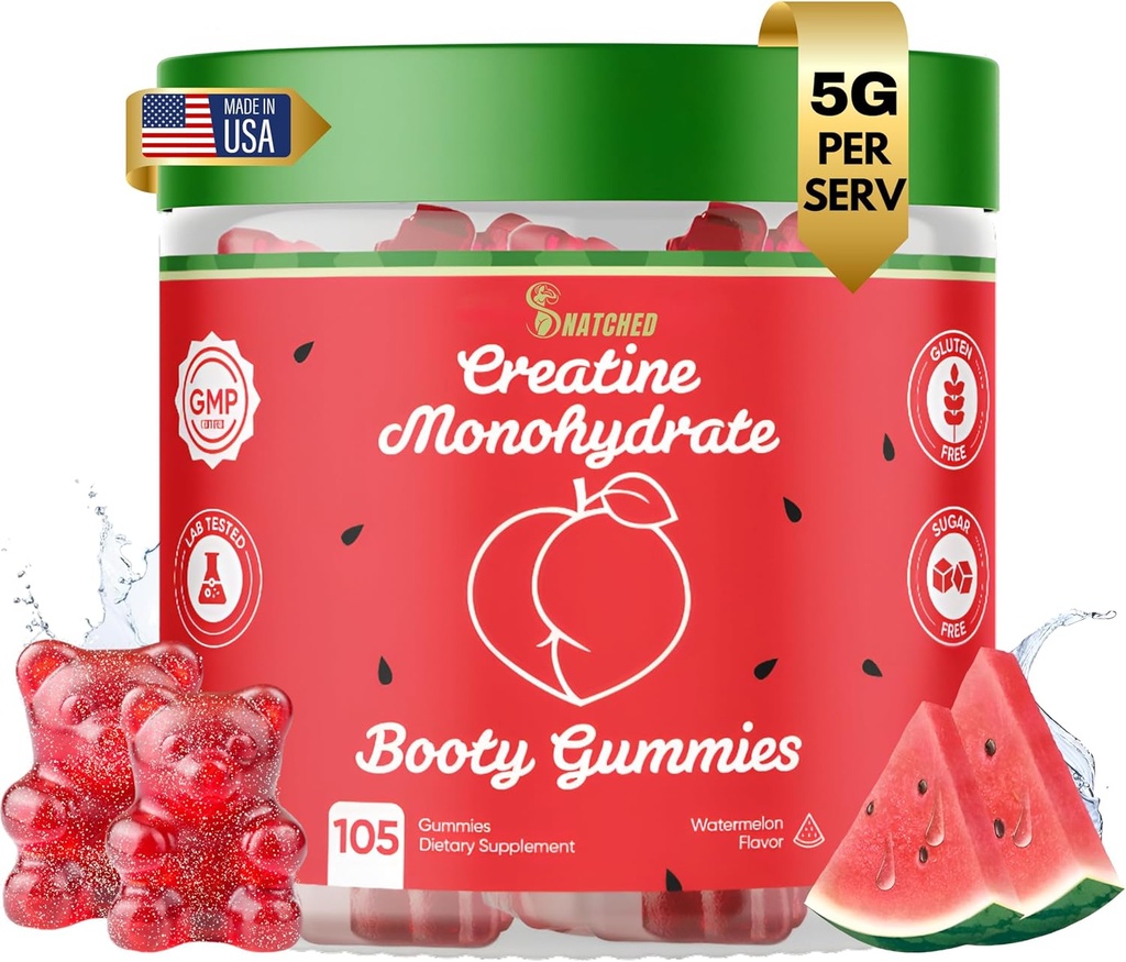 World 's First Creatin Monohydrat + Keto ACV Booty Gummies Supplement for Women - 5000mg Creatin plus 1000mg ACV - Glute Builder, Waist Slimmer, Gym Essentials Women, Sugar Free (120 Ct Watermelon)