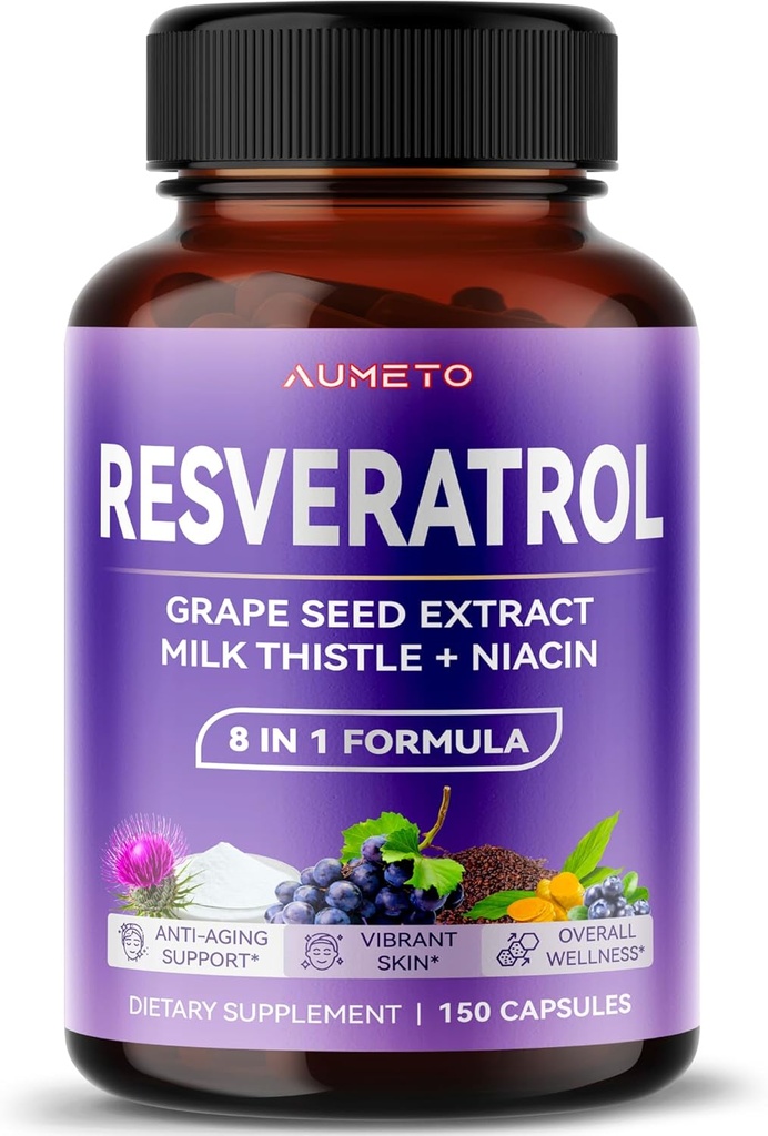 Ultra Resveratrol 8 i 1 Formel - med Grape Seed Milk Thistle Niacin (150 greve (pakke med 1))