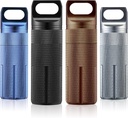 Patelai 4 Pcs Portable Keychain Pill Holder Pille Organizer Rejser Vandtæt Match Container Aluminium lufttæt Keychain Container Rejsestørrelse Opbevaring Kosttilskud Holder til udendørs Camping (Rustik)