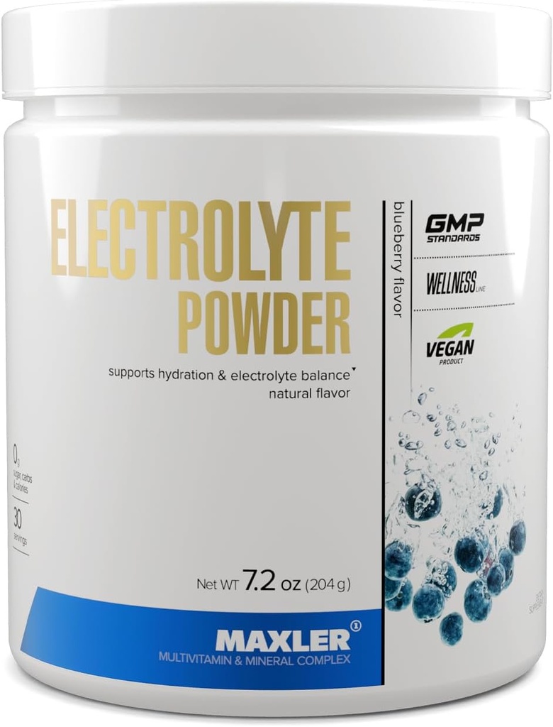 Maxler Electrolyte Powder - Hydration Powder Electrolyte Drink Mix med spor Mineral Complex - Keto Electrolytes Powder med naturlige smagsstoffer og sødestoffer - 30 Servere - Blåbær